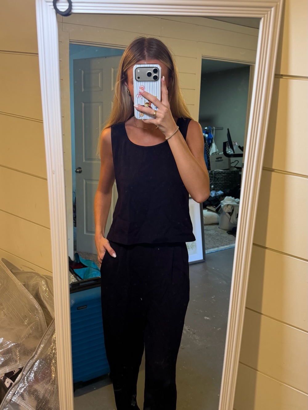 St. John Black Sleeveless Jumpsuit